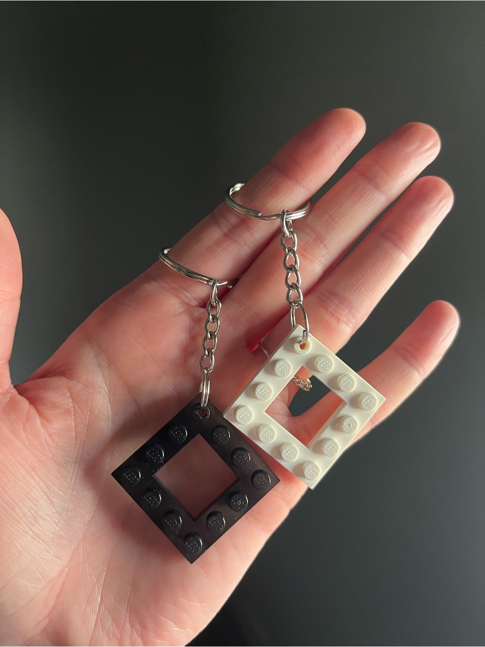Lego Black or White Square Brick Keychain - pick 1